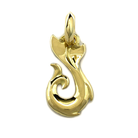 18k Gold Whale's Tail Fish Hook (small)