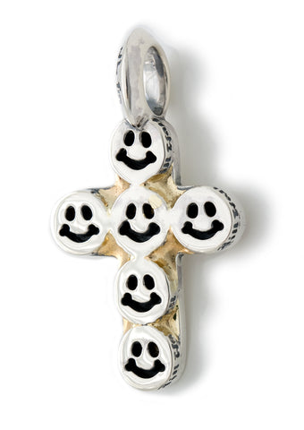 Happy Face Cross Pendant with 18k(y) Gold Overlay