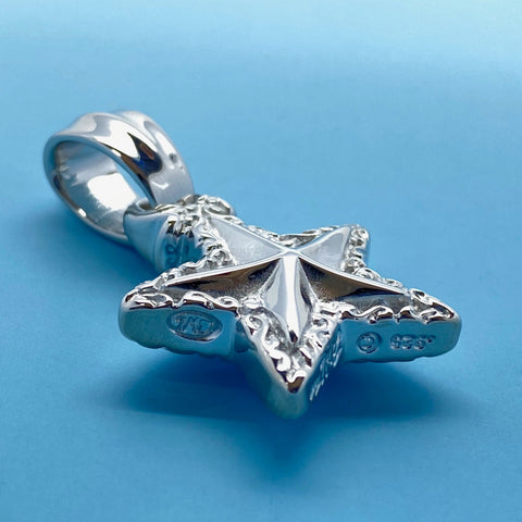 Double Wave/Star Pendant with Rhodium Plating