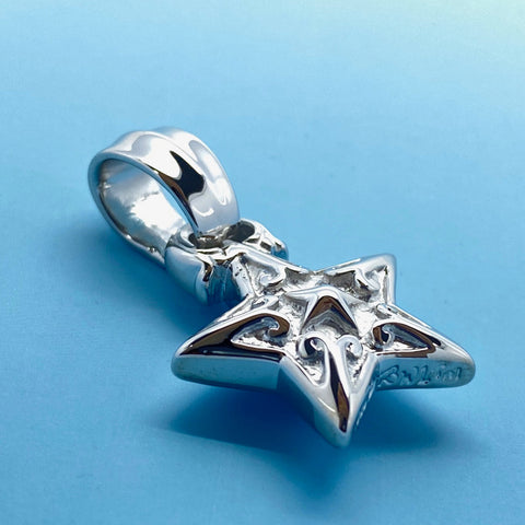 Double Star Pendant with Rhodium Plating