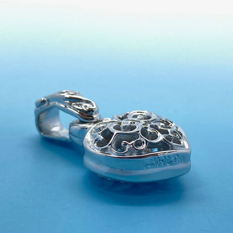 Double Tribal Heart Pendant with Rhodium Plating
