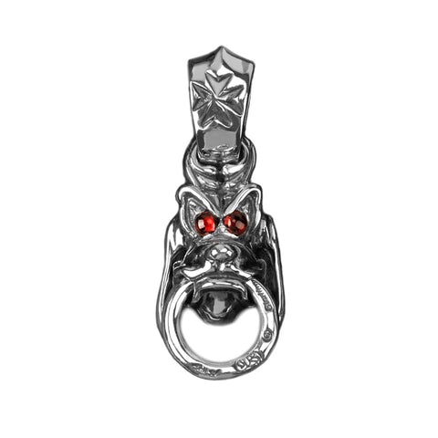 Hound Dog Pendant with Ring and Stone Eyes