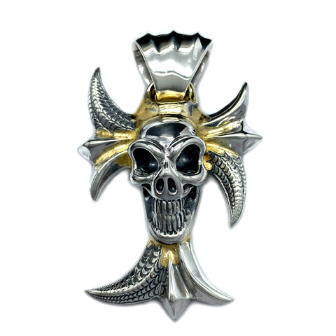 Custom Gothic Cross with Good Luck Skull Pendant