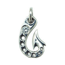 Fish Hook with CZ Stone Pendant