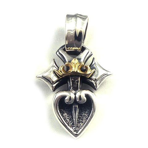 Royal Pierced Heart Pendant with 18k Gold Crown