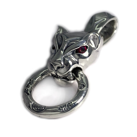 Panther with Ring and Stone Eyes Pendant