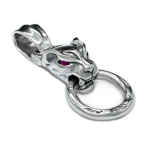 Medium Panther with Stone Eyes Pendant with Ring