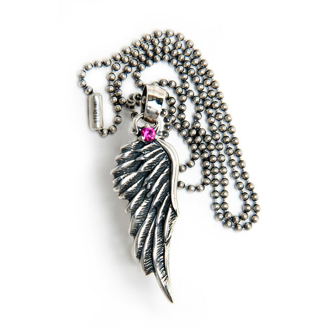 Wing Pendant with Gemstone and Chain