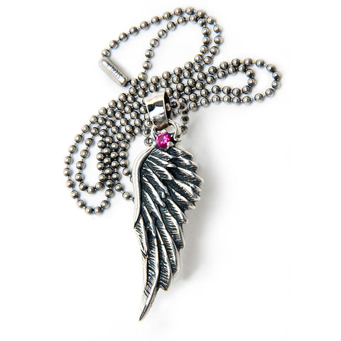 Wing Pendant with Gemstone and Chain