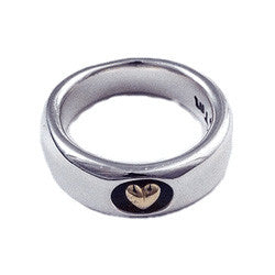 Smooth Ring with Gold Heart