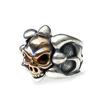 18K Tribal Band Ring with Skull