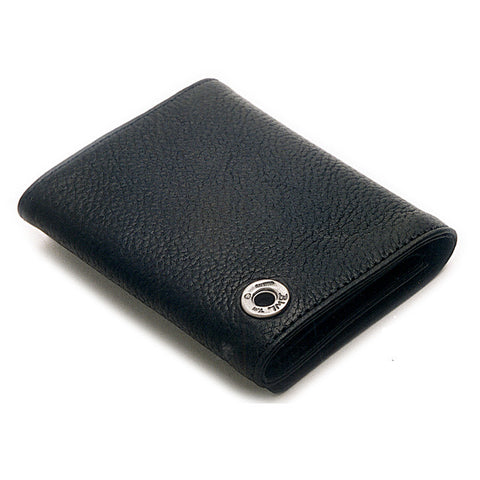 Triple Fold Wallet in Flat Black Leather