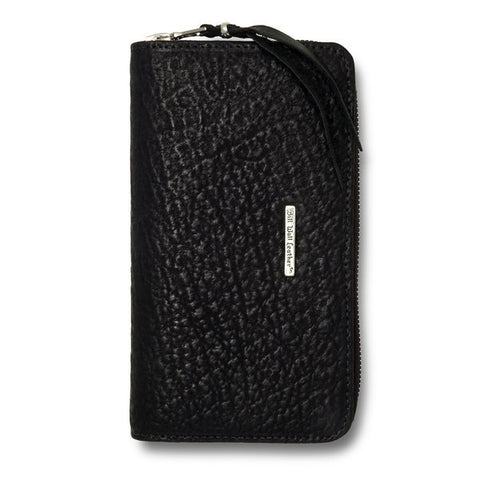 Large Zipper Wallet in Black Shark Leather