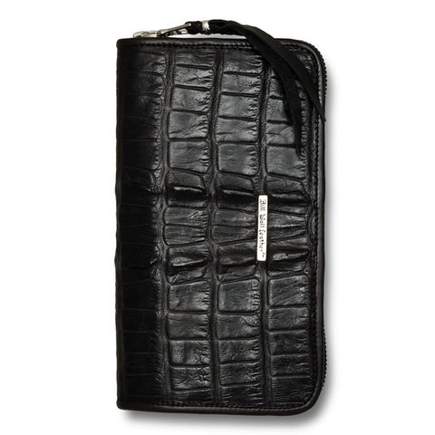 Large Zipper Wallet in Black Alligator Tail Leather