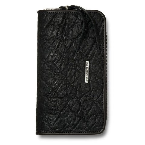 Large Zipper Wallet in Black Elephant Leather