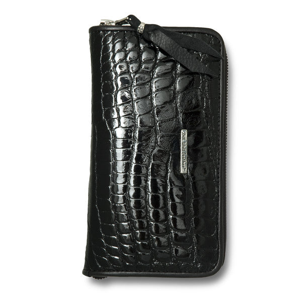 Large Zipper Wallet in Shiny Alligator Leather