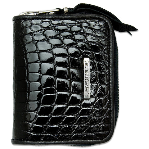 Small Coin Zip Wallet in Shiny Alligator Leather