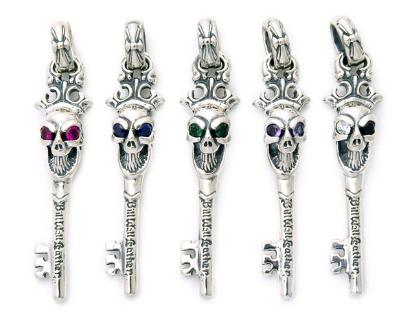 Good Luck Skull Key Pendant with Stone Eyes - Bill Wall Leather Inc.