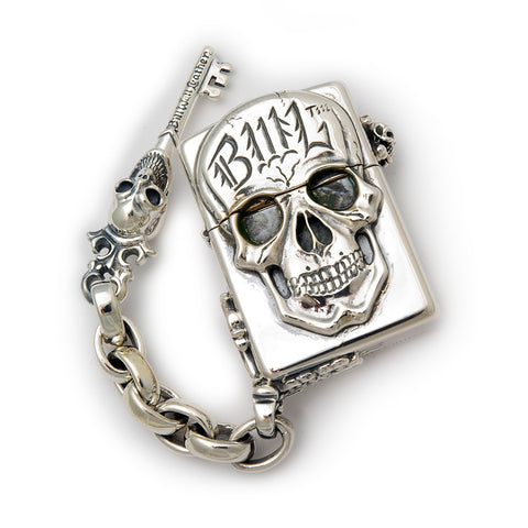 Silver Lighter BWL Skull with Chain Link and V.S. Key Corner