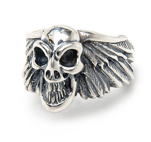 Wing with Good Luck Skull Ring