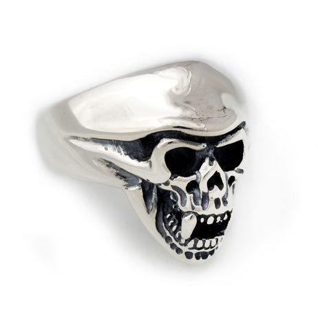 Helmet Skull with Fangs Ring