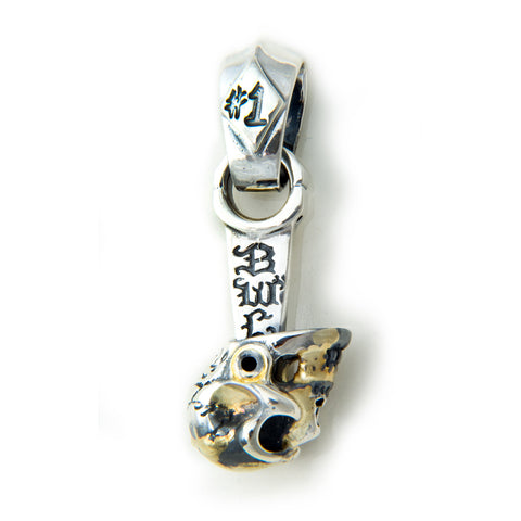 30th Anniversary Piston with Skull Pendant and Gold Overlay
