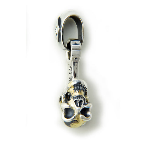 30th Anniversary "Bill's Way" Piston Pendant with Skull, Gold Web and Gemstone Eyes