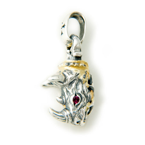 30th Anniversary Bill Wall Rhino with Gold Overlay and Gemstones Pendant
