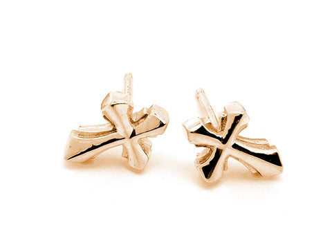 Cross Earrings 18k Gold