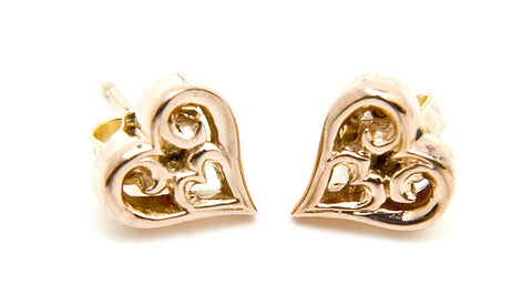 Tribal Heart Earrings 18k Gold