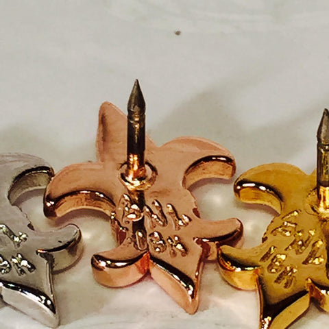 Pins - Fleur di lis pin Silver plated with stones