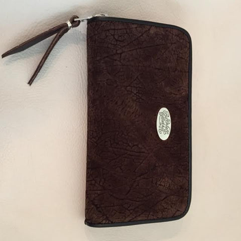 Large Zipper Wallet in Dark Brown Hippo Leather