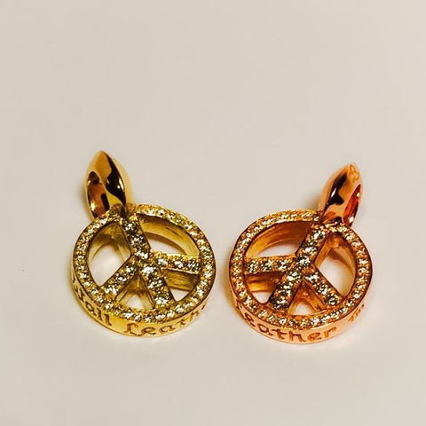 New Diamond Paved Gold Peace Sign Charm