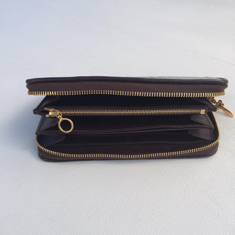 Large Zipper Wallet in Light Tan Crocodile Leather