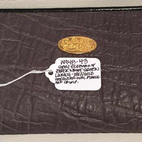 Large Zipper Wallet in Dark Grey Elephant Leather