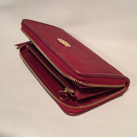 Large Zipper Wallet in Dark Red Shark Leather
