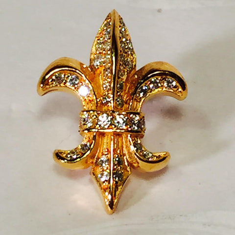 Pins - Fleur di lis pin Silver plated with stones