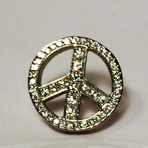 Pins - Peace sign with 18K White Gold and Diamonds