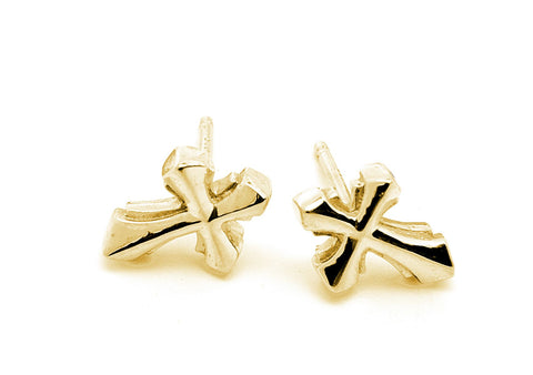 Cross Earrings 18k Gold